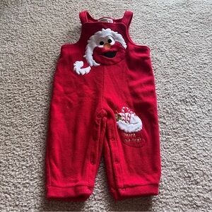 Vtg 2007 Sesame Street Elmo “Happy Holidays” coveralls